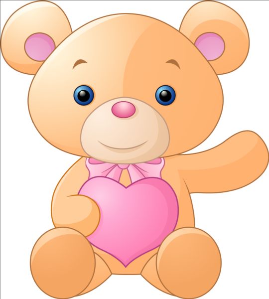 Teddy bear with pink heart vector 03
