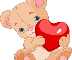Teddy bear with red heart vector