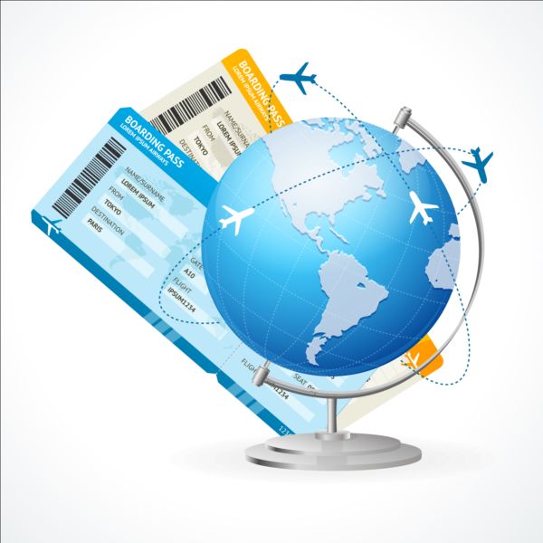 Tellurion with airline tickets vector