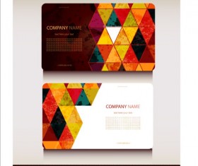 Triangle with grunge styles business card vector 01