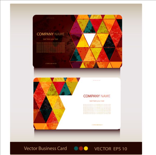 Triangle with grunge styles business card vector 01