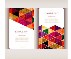 Triangle with grunge styles business card vector 02