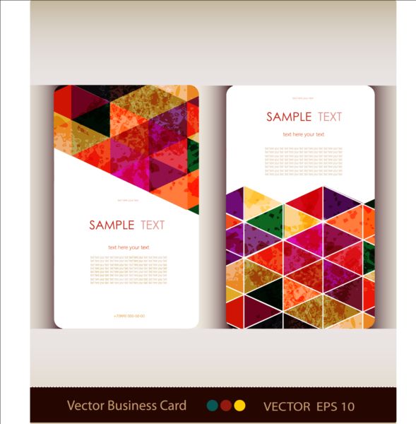 Triangle with grunge styles business card vector 02