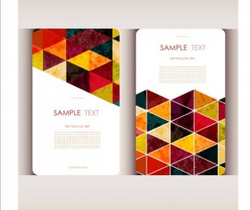 Triangle with grunge styles business card vector 03