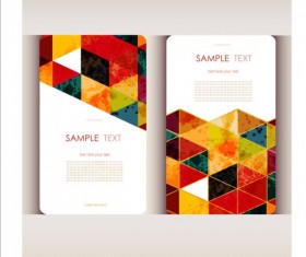 Triangle with grunge styles business card vector 05