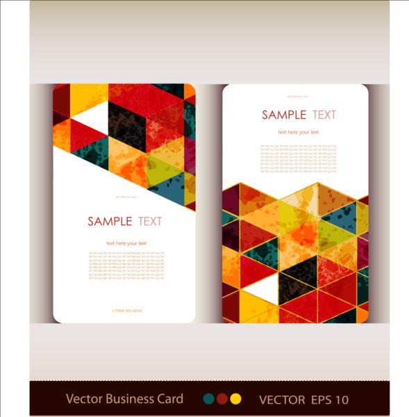 Triangle with grunge styles business card vector 05