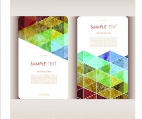 Triangle with grunge styles business card vector 06