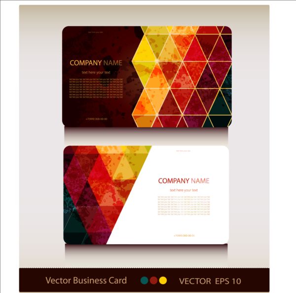 Triangle with grunge styles business card vector 07