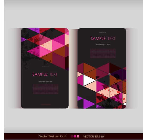 Triangle with grunge styles business card vector 10
