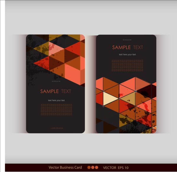 Triangle with grunge styles business card vector 11