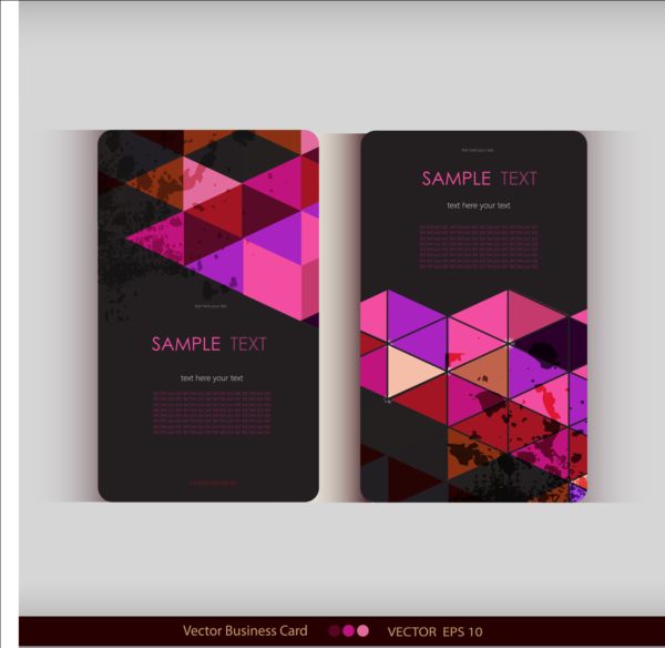 Triangle with grunge styles business card vector 12