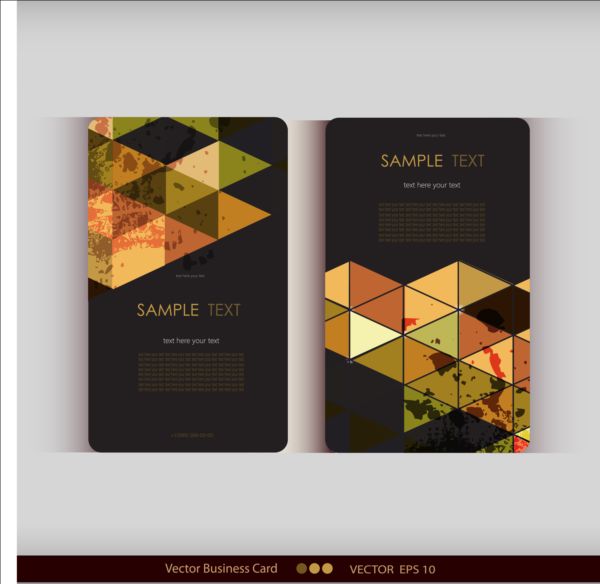 Triangle with grunge styles business card vector 13