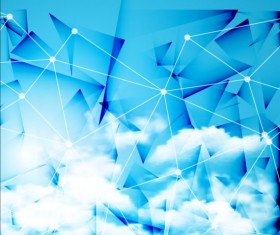 Triangles tech background and cloud vector 01