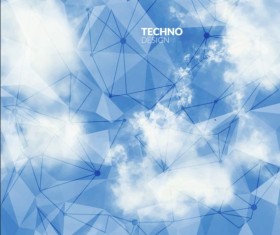 Triangles tech background and cloud vector 02