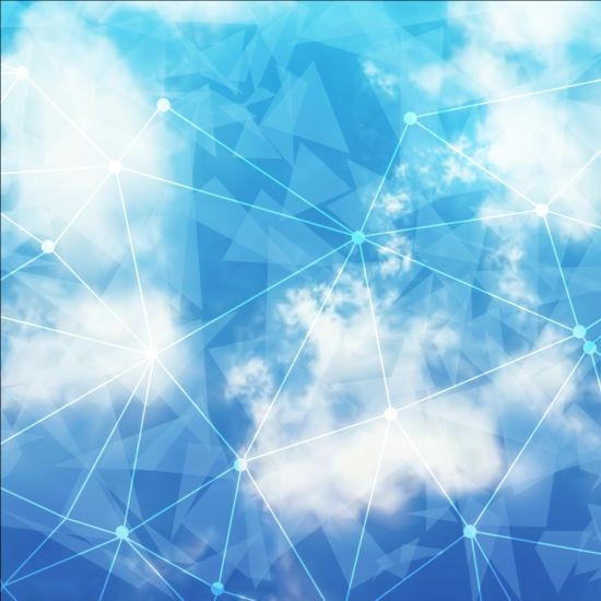 Triangles tech background and cloud vector 03