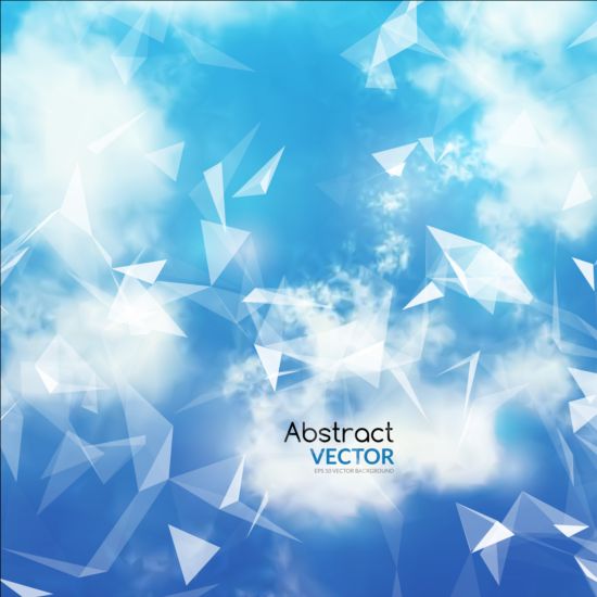 Triangles tech background and cloud vector 04
