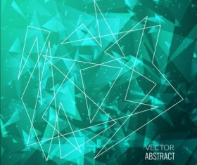 Triangles with green background vector