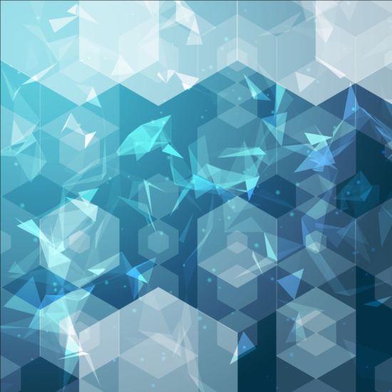 Triangles with hexagon background vector