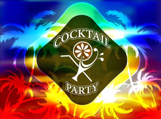Tropical cocktall party background design vector 02