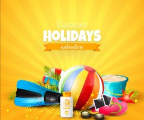 Tropical paradise holiday with orange background vector 01