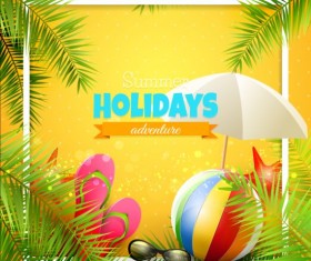 Tropical paradise holiday with orange background vector 03