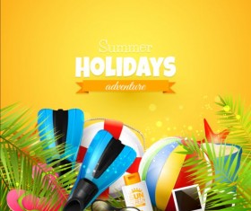 Tropical paradise holiday with orange background vector 04