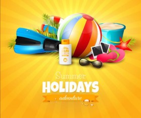 Tropical paradise holiday with orange background vector 06