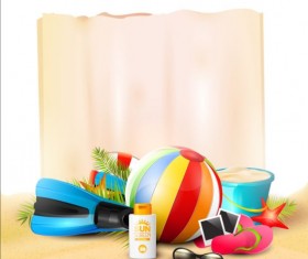 Tropical paradise summer holiday and paper background vector 01