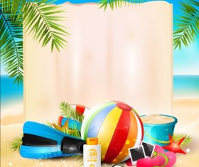 Tropical paradise summer holiday and paper background vector 02