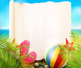 Tropical paradise summer holiday and paper background vector 06