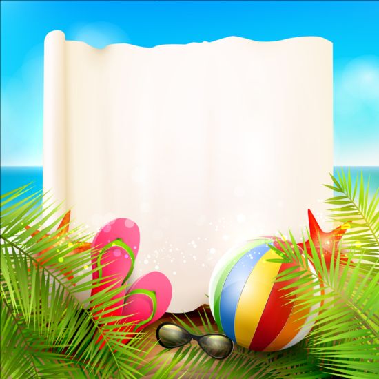 Tropical paradise summer holiday and paper background vector 06