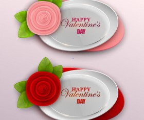 Valentines banner with cute flower vector