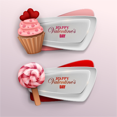 Valentines banner with sweet candy vector 01