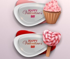 Valentines banner with sweet candy vector 02
