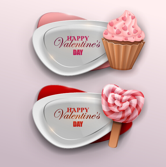 Valentines banner with sweet candy vector 02