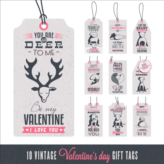 Valentines gift tags vintage vector