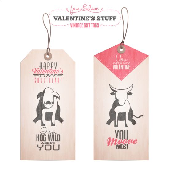 Valentines tags vintage vectors