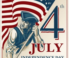 Vintage Independence day vector background 02
