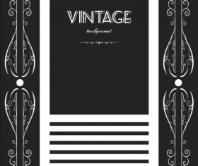 Vintage background with black floral vector 01