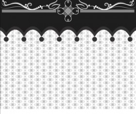 Vintage background with black floral vector 02