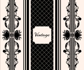 Vintage background with black floral vector 03