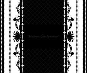 Vintage background with black floral vector 05