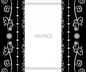Vintage background with black floral vector 06