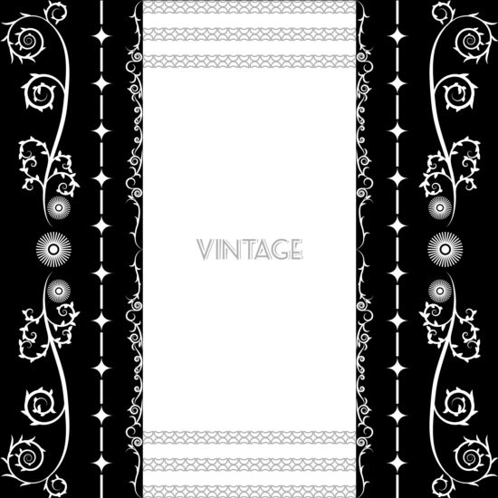 Vintage background with black floral vector 06