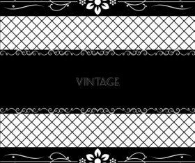 Vintage background with black floral vector 07