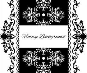 Vintage background with black floral vector 08