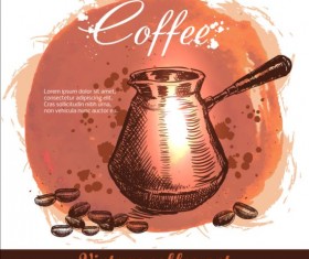 Vintage coffee poster heand drawn vector 01