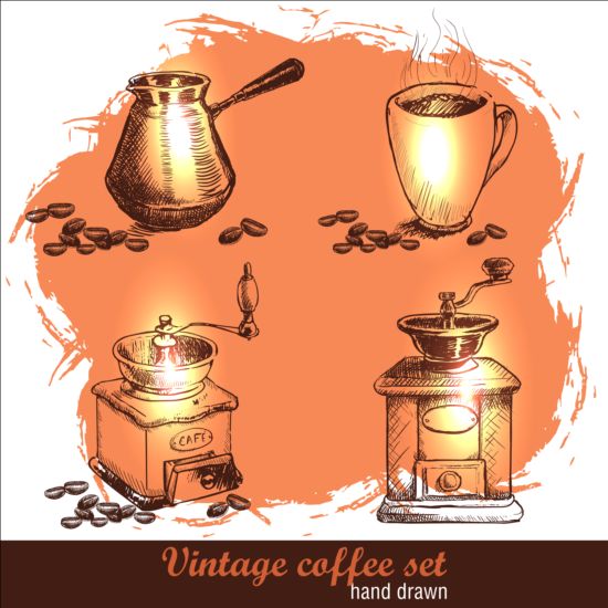 Vintage coffee poster heand drawn vector 07