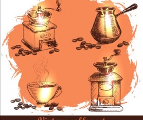 Vintage coffee poster heand drawn vector 09