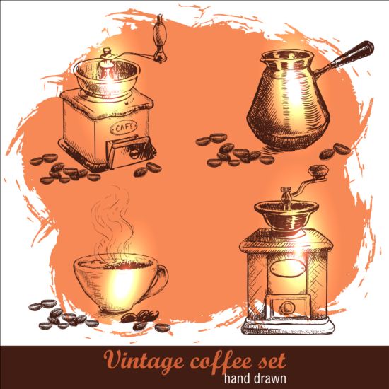 Vintage coffee poster heand drawn vector 09